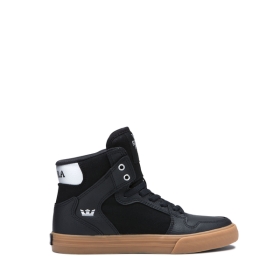 Supra VAIDER Høye Sneakers Barn Svart/Sølv/Hvite | NO-13935